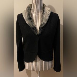 Tinu and Stu wool faux fur cropped sweater jacket